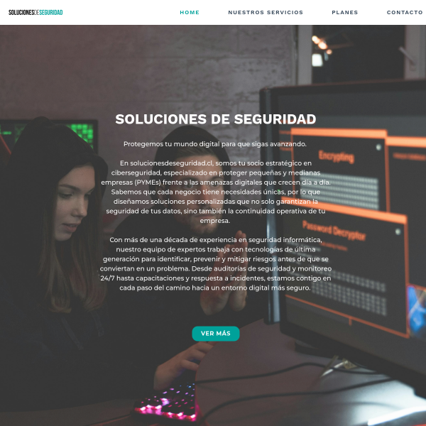 Captura del sitio SolucionesdeSeguridad.cl